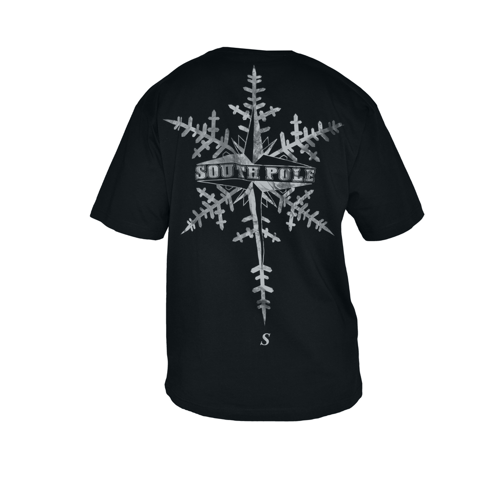 Snowflake Grey Marble Black T Shirt